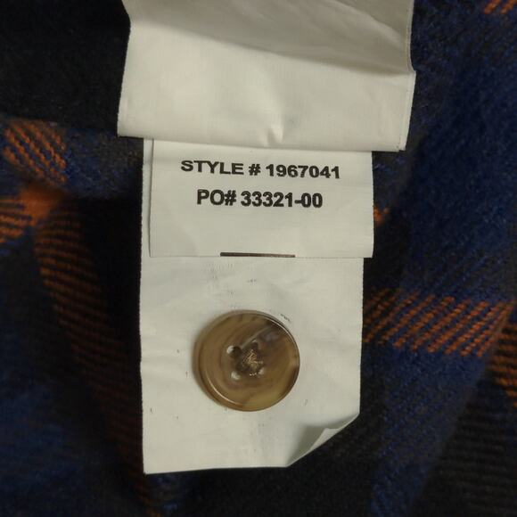 Prana Golden Canyon Flannel Rich Sapphire Plaid Layer Snaps Pocket Organic M New - Picture 11 of 16